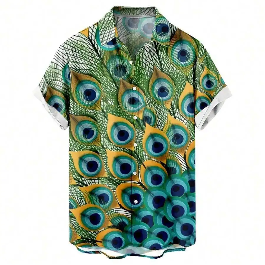 Mens Peacock Feather Print 3D Casual Short Sleeve Button Down Shirt
Mens Peacock Feather Print 3D Casual Short Sleeve Button Down Shirt