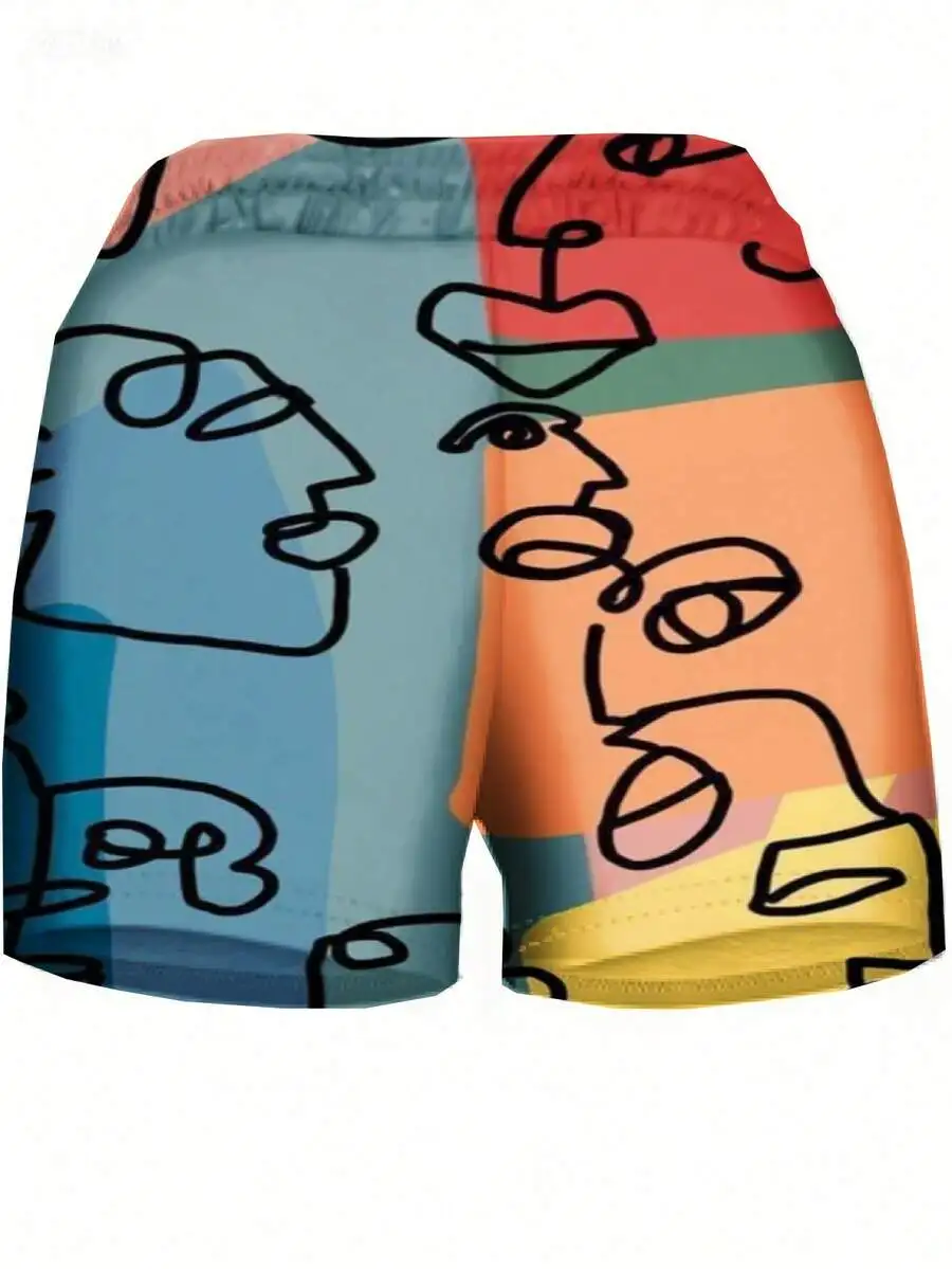 Womens Abstract Face Print Shorts Multicolor Artistic Casual Shorts
Womens Abstract Face Print Shorts Multicolor Artistic Casual Shorts