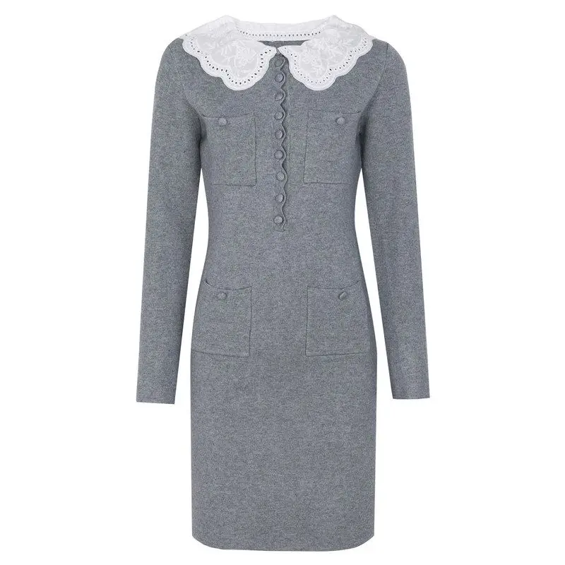 Elegant Long Sleeve Knitted Dress Embroidered Lace Collar Slimming Design Spring Autumn New Style Women's Business Casual Dress
Elegant Long Sleeve Knitted Dress Embroidered Lace Collar Slimming Design Spring Autumn New Style Women's Business Casual Dress