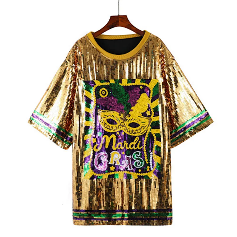 Новая модная женская футболка с блестками и надписью, свободного кроя, с коротким рукавом, для весны и лета
Новая модная женская футболка с блестками и надписью, свободного кроя, с коротким рукавом, для весны и лета