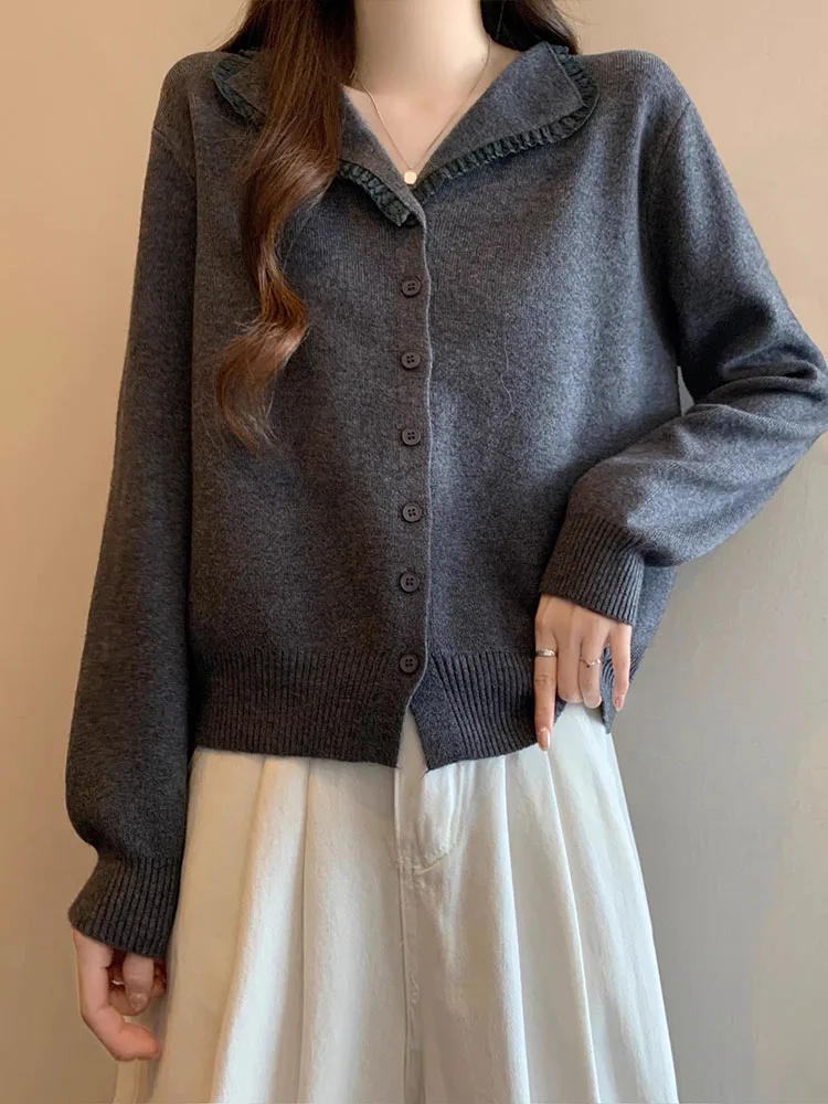 Gray V-Neck Knitted Open Cardigan Sweater Women's plus Size Spring Early Season Slimming Top Comfortable Loose Fit Long Sleeve
Gray V-Neck Knitted Open Cardigan Sweater Women's plus Size Spring Early Season Slimming Top Comfortable Loose Fit Long Sleeve