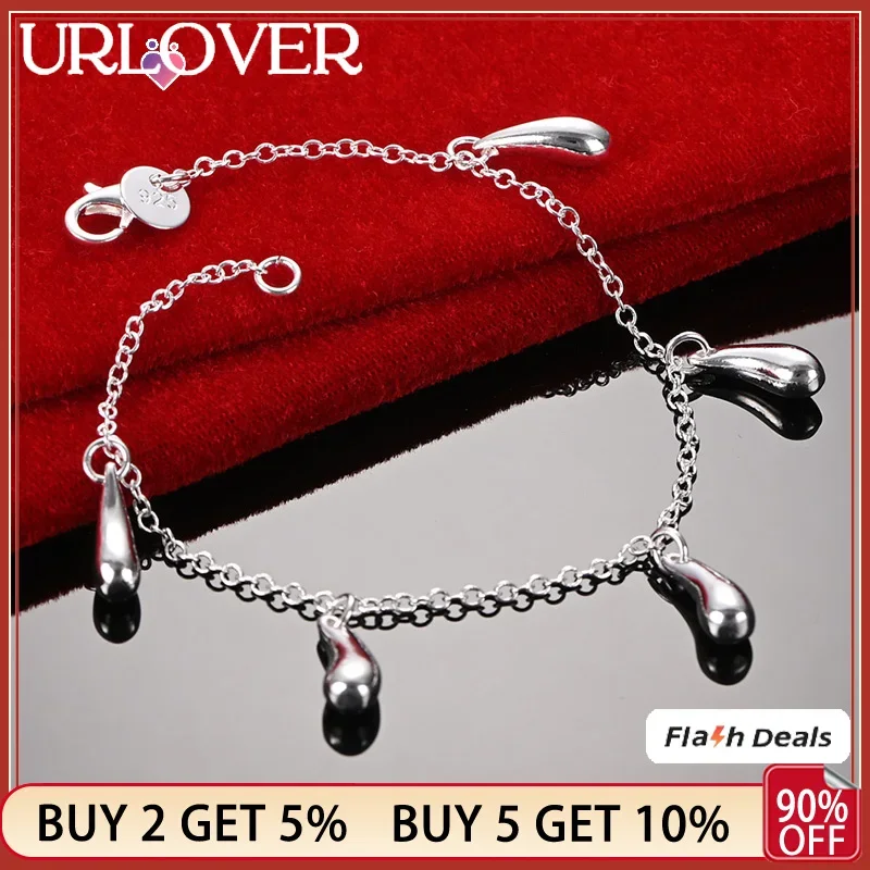 URLOVER 925 Sterling Silver Water Drop Chain Bracelet For Woman Lady Party Birthday Fashion Jewelry Gift Wedding Accessories
URLOVER 925 Sterling Silver Water Drop Chain Bracelet For Woman Lady Party Birthday Fashion Jewelry Gift Wedding Accessories
