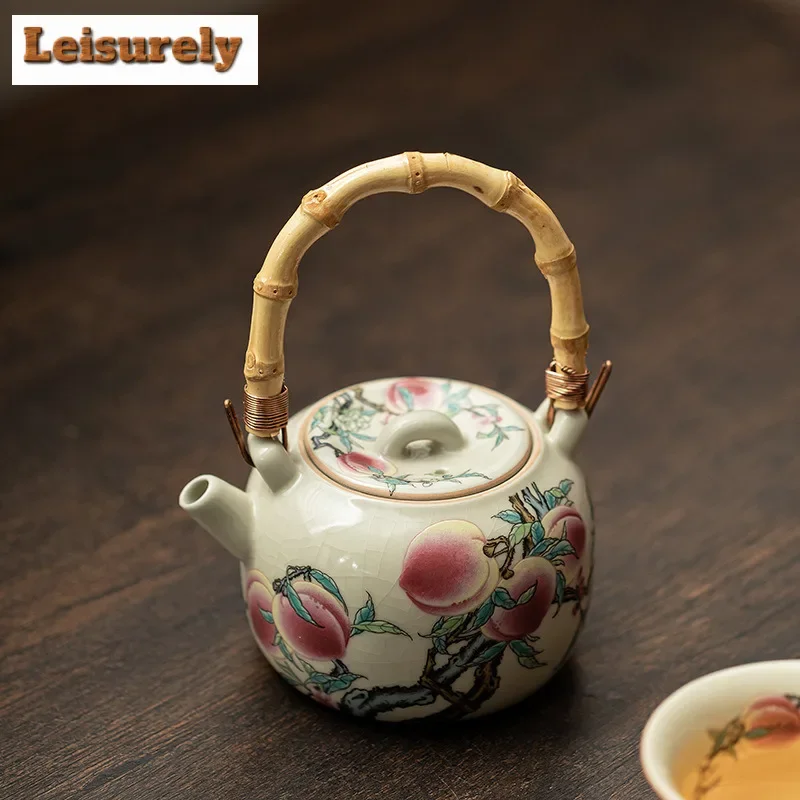 for 210ml Antique Ru Kiln Teapot Elegant Nine Peach Bamboo Handle Beam Pot Tea Soaking Kettle Chinese Tea Set Supplies
for 210ml Antique Ru Kiln Teapot Elegant Nine Peach Bamboo Handle Beam Pot Tea Soaking Kettle Chinese Tea Set Supplies
