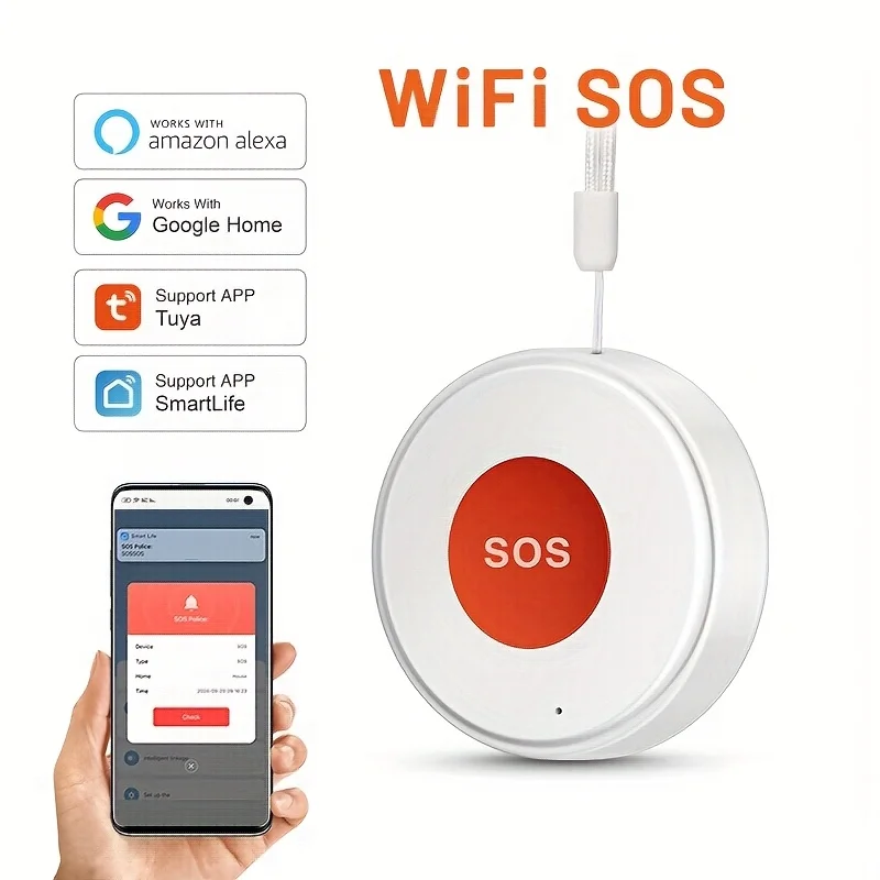 Tuya Smart Wireless Panic Button for Seniors SOS Medical Alarm System One Key Alarm Bell Pager
Tuya Smart Wireless Panic Button for Seniors SOS Medical Alarm System One Key Alarm Bell Pager