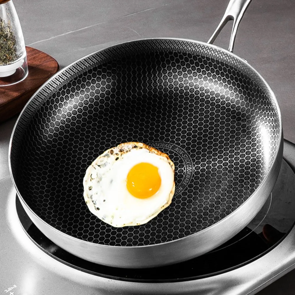Frying Pan 316 Stainless Steel Uncoated Non-stick Pan Double-sided Honeycomb Pot Kitchen Cookware for Gas Stove Induction
Frying Pan 316 Stainless Steel Uncoated Non-stick Pan Double-sided Honeycomb Pot Kitchen Cookware for Gas Stove Induction