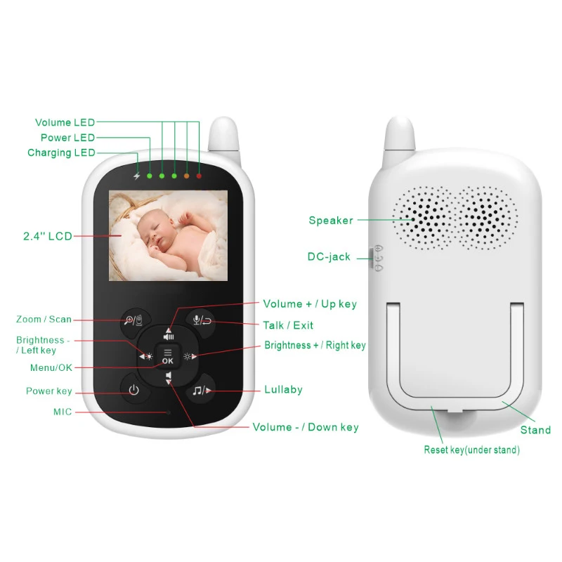2.4Inch Wireless Long Distance Digital Baby Monitor Temperature Monitoring Lullaby Babysitter Nanny Cam Intercom VOX Baby Camera
2.4Inch Wireless Long Distance Digital Baby Monitor Temperature Monitoring Lullaby Babysitter Nanny Cam Intercom VOX Baby Camera