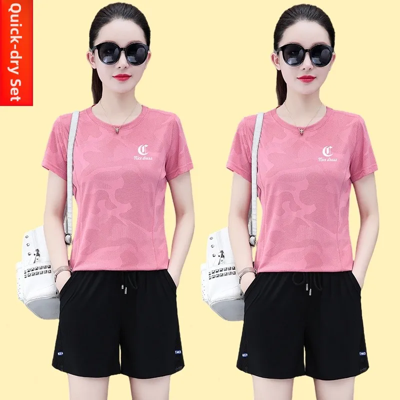 Women's Summer Thin Ice Silk Short Sleeve Sport Suit Fitness Running Two-Piece Set Breathable Quick-Drying Short Shorts
Women's Summer Thin Ice Silk Short Sleeve Sport Suit Fitness Running Two-Piece Set Breathable Quick-Drying Short Shorts