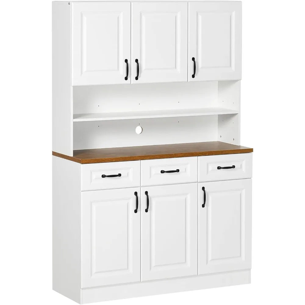 71 "Kitchen pantry, freestanding cabinet with kitchenware, with 3 drawers, 6 doors, 2 countertops and adjustable shelving, white
71 "Kitchen pantry, freestanding cabinet with kitchenware, with 3 drawers, 6 doors, 2 countertops and adjustable shelving, white