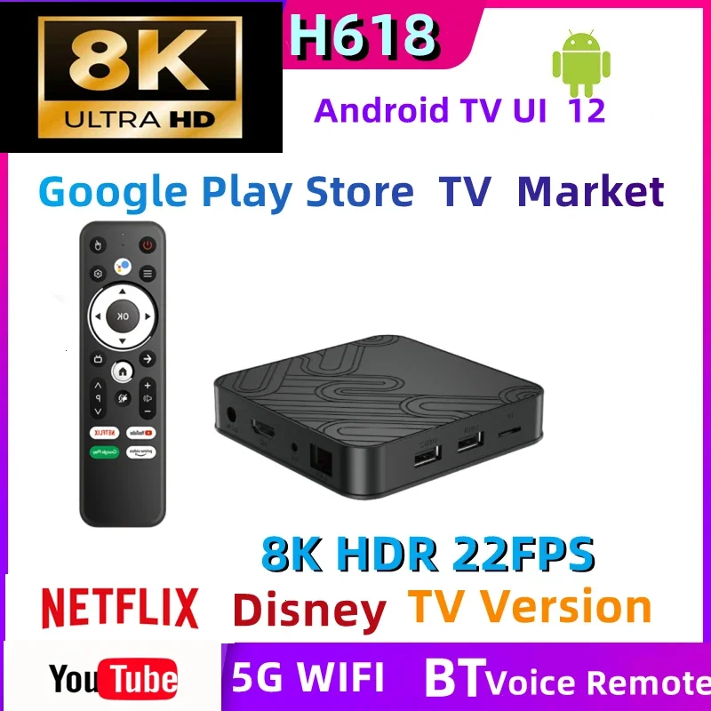 8K Smart TV Box Set Top Box Allwinner H618 Домашний медиаплеер Google Assistant 4 ГБ 32 ГБ BT5.2 ATV OS
8K Smart TV Box Set Top Box Allwinner H618 Домашний медиаплеер Google Assistant 4 ГБ 32 ГБ BT5.2 ATV OS