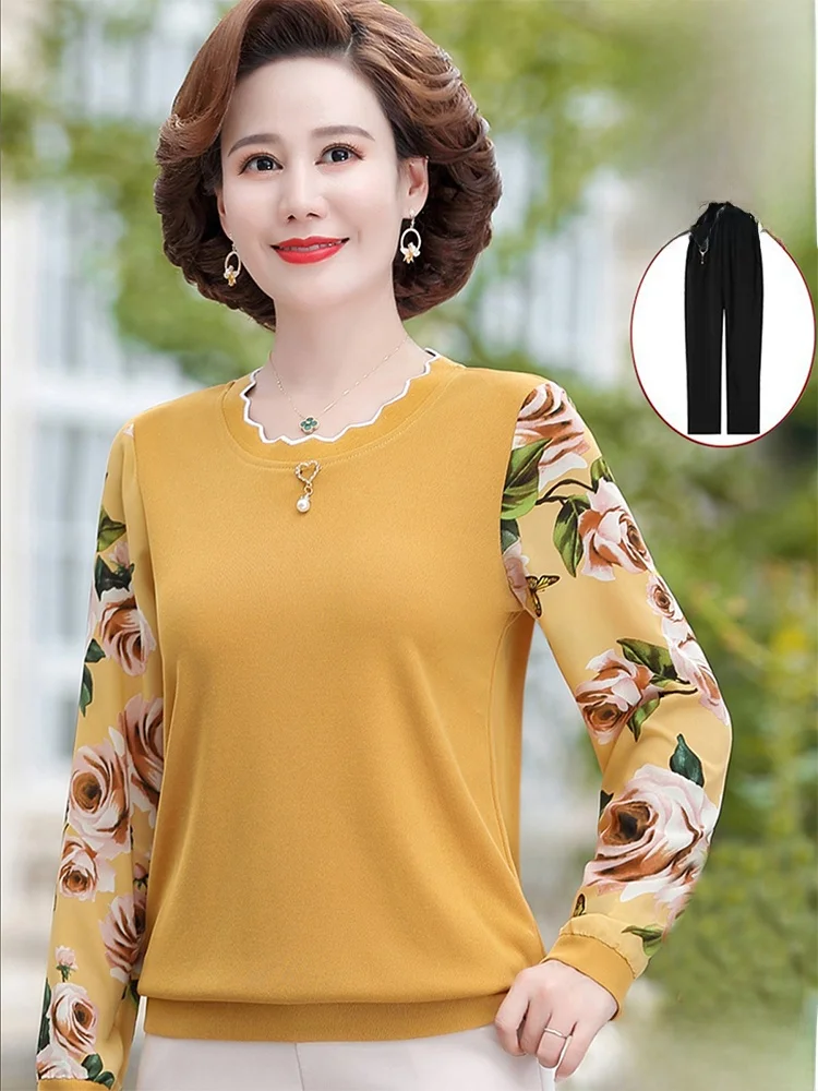 Fashionable Long Sleeve Base Shirt T-Shirt Spring Autumn Set for Middle-Aged And Elderly Women Elegant Underwear Top
Fashionable Long Sleeve Base Shirt T-Shirt Spring Autumn Set for Middle-Aged And Elderly Women Elegant Underwear Top