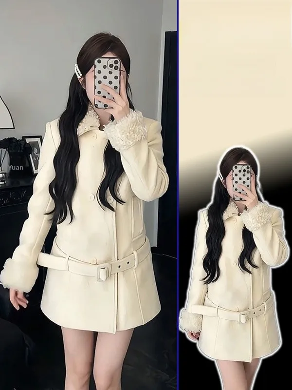 Женское шерстяное пальто больших размеров с двубортной застежкой, теплое, модное, в корейском стиле, повседневное, утепленное, для полных фигур
Женское шерстяное пальто больших размеров с двубортной застежкой, теплое, модное, в корейском стиле, повседневное, утепленное, для полных фигур