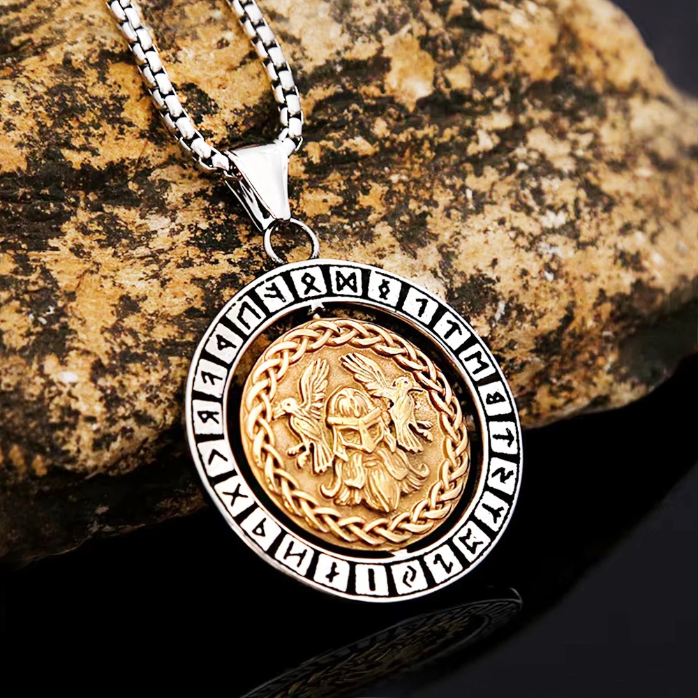 Nordic Warrior Odin Raven Necklace Stainless Steel Viking Rune Pendant For Men Rotatable Amulet Jewelry Gifts Dropshipping
Nordic Warrior Odin Raven Necklace Stainless Steel Viking Rune Pendant For Men Rotatable Amulet Jewelry Gifts Dropshipping