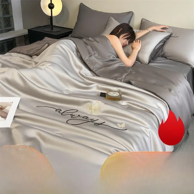 Washable Summer Silk Lyocell Cooling Air Conditioner Ice Silk Bedding Quilt Set Four-Piece Set Machine Washable Summer Cover
Washable Summer Silk Lyocell Cooling Air Conditioner Ice Silk Bedding Quilt Set Four-Piece Set Machine Washable Summer Cover