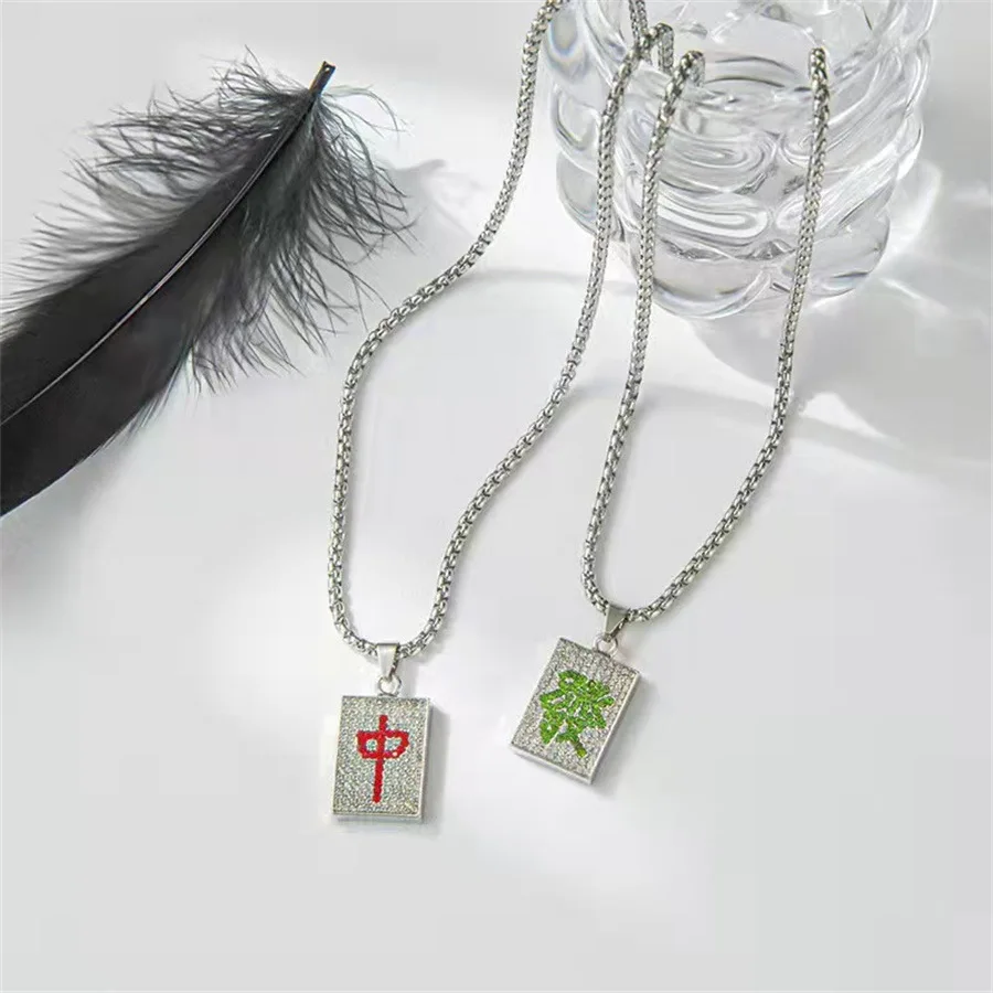 New Fashion Chinese Mahjong Necklace for Men Women Red and Green Dragon Shaped Pendant Inlay Zircon Shining Jewelry Lucky Gifts
New Fashion Chinese Mahjong Necklace for Men Women Red and Green Dragon Shaped Pendant Inlay Zircon Shining Jewelry Lucky Gifts