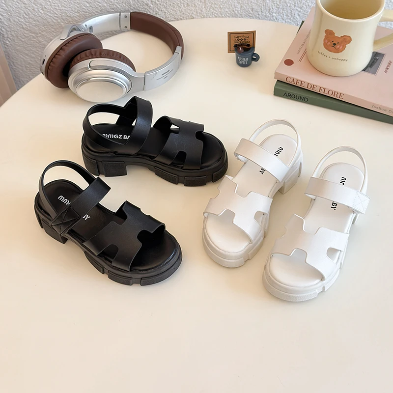 Kids Cutout Back Strap Platform Sandals, Thick Block Heel Soft Leather Sole For Summer Walking Outings For Little Ones
Kids Cutout Back Strap Platform Sandals, Thick Block Heel Soft Leather Sole For Summer Walking Outings For Little Ones