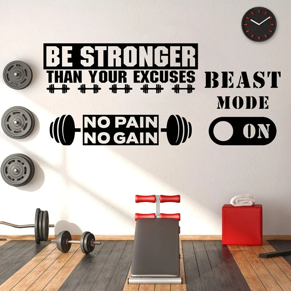 3 Pieces Gym Wall Decal, Be Stronger Than Your Excuses, No Pain No Gain Beast Mode Inspirational Quotes Vinyl Wall Art Fit
3 Pieces Gym Wall Decal, Be Stronger Than Your Excuses, No Pain No Gain Beast Mode Inspirational Quotes Vinyl Wall Art Fit