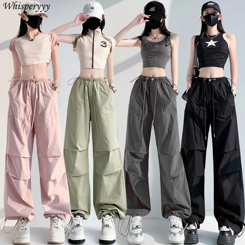 Cargo Pants Women's Ice Silk Quick-drying Overalls Solid Color Casual Wide-leg Pants Loose Drawstring Straight Sweatpants Femme
Cargo Pants Women's Ice Silk Quick-drying Overalls Solid Color Casual Wide-leg Pants Loose Drawstring Straight Sweatpants Femme