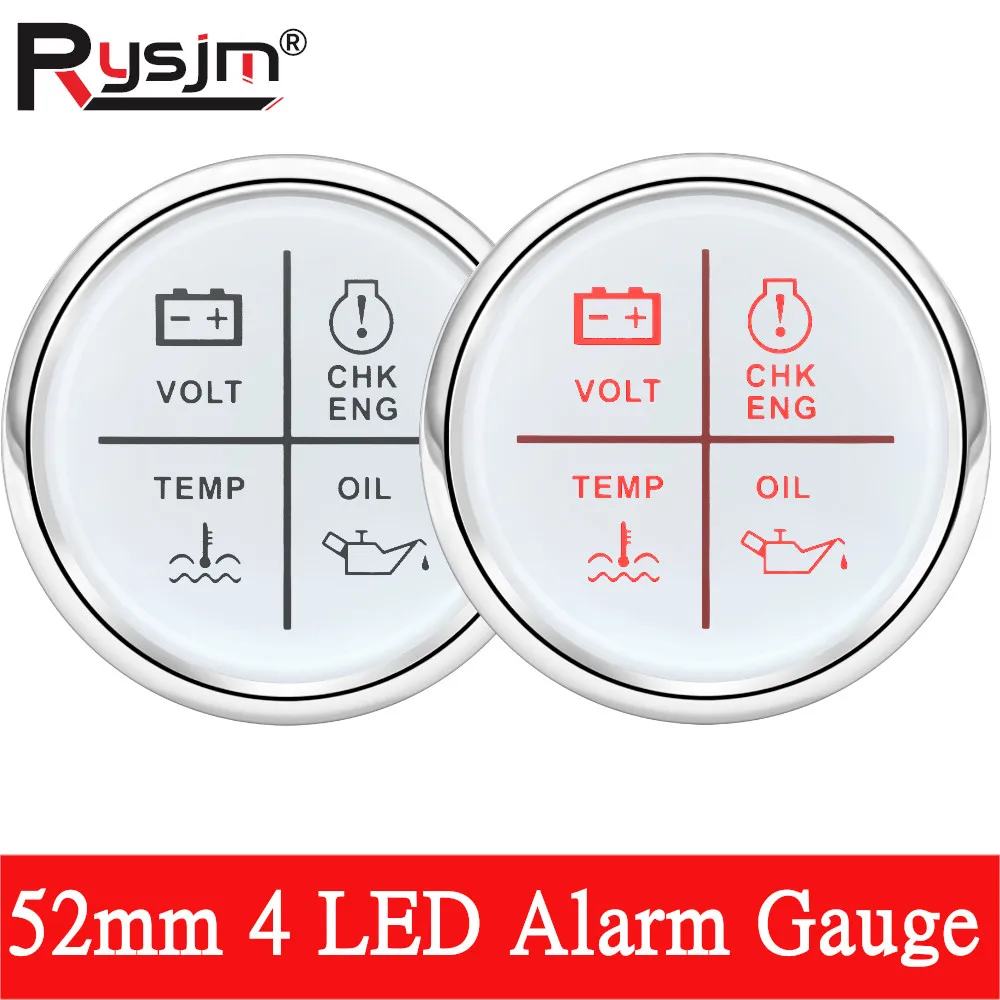 Red Backlight 2"(52mm) 4 LED Alarm Gauge Meter Volt Water Temp Oil Pressure CHK ENG Check Engine Alarm Indicator For Boat Car
Red Backlight 2"(52mm) 4 LED Alarm Gauge Meter Volt Water Temp Oil Pressure CHK ENG Check Engine Alarm Indicator For Boat Car