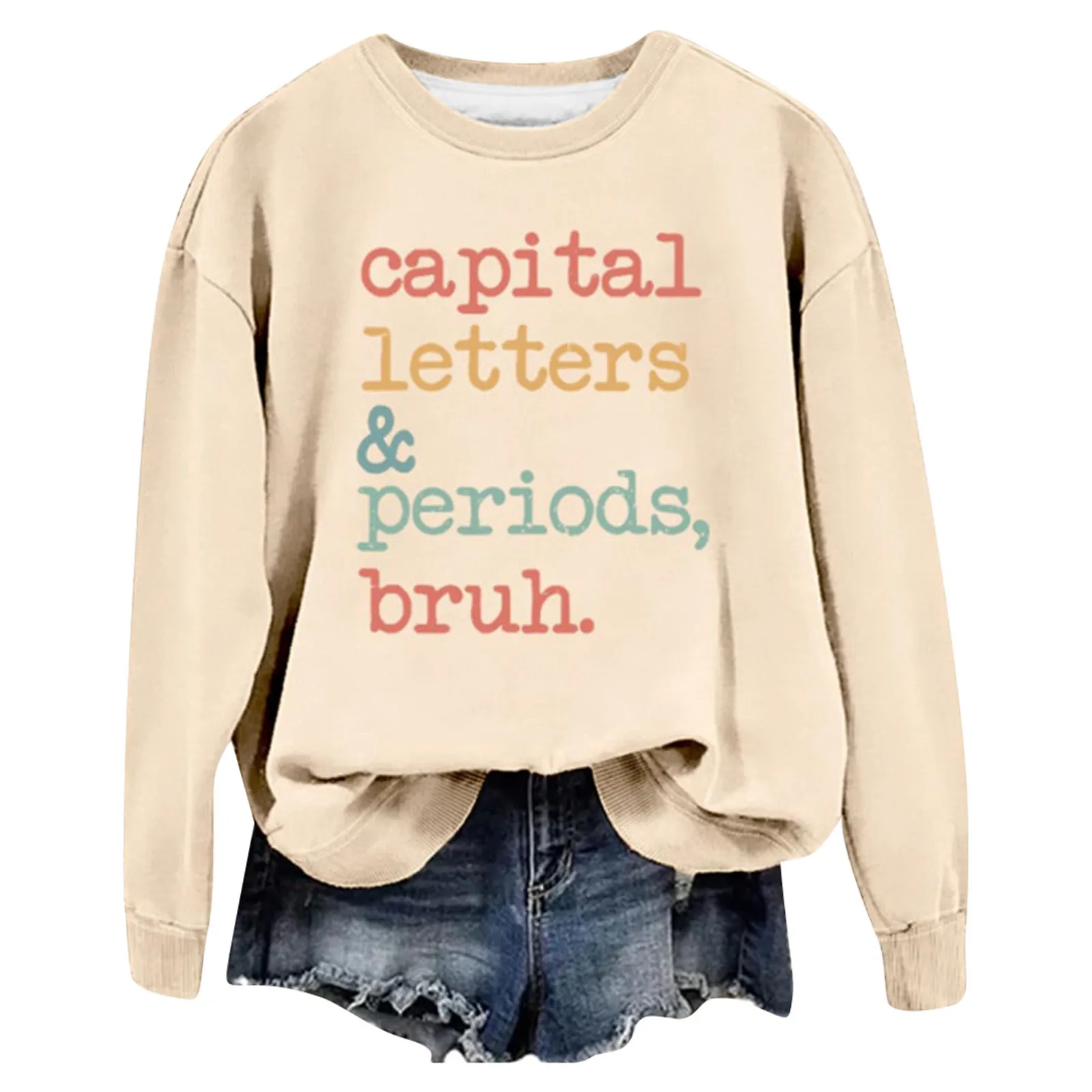 Women's Sweatshirt Casual Crewneck Capital Letters and Periods Bruh Shirt Print Fashion Pullover Hoodie Tops For Daily Wear 
Women's Sweatshirt Casual Crewneck Capital Letters and Periods Bruh Shirt Print Fashion Pullover Hoodie Tops For Daily Wear
