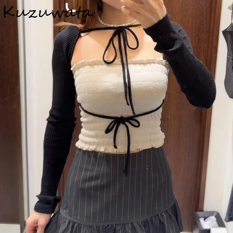 kuzuwata Japan Style Bandage Blusas Mujer Shirts Blouses Sets Long Sleeve Women Knit Camisas Ropa Elastic Strapless Vest
kuzuwata Japan Style Bandage Blusas Mujer Shirts Blouses Sets Long Sleeve Women Knit Camisas Ropa Elastic Strapless Vest