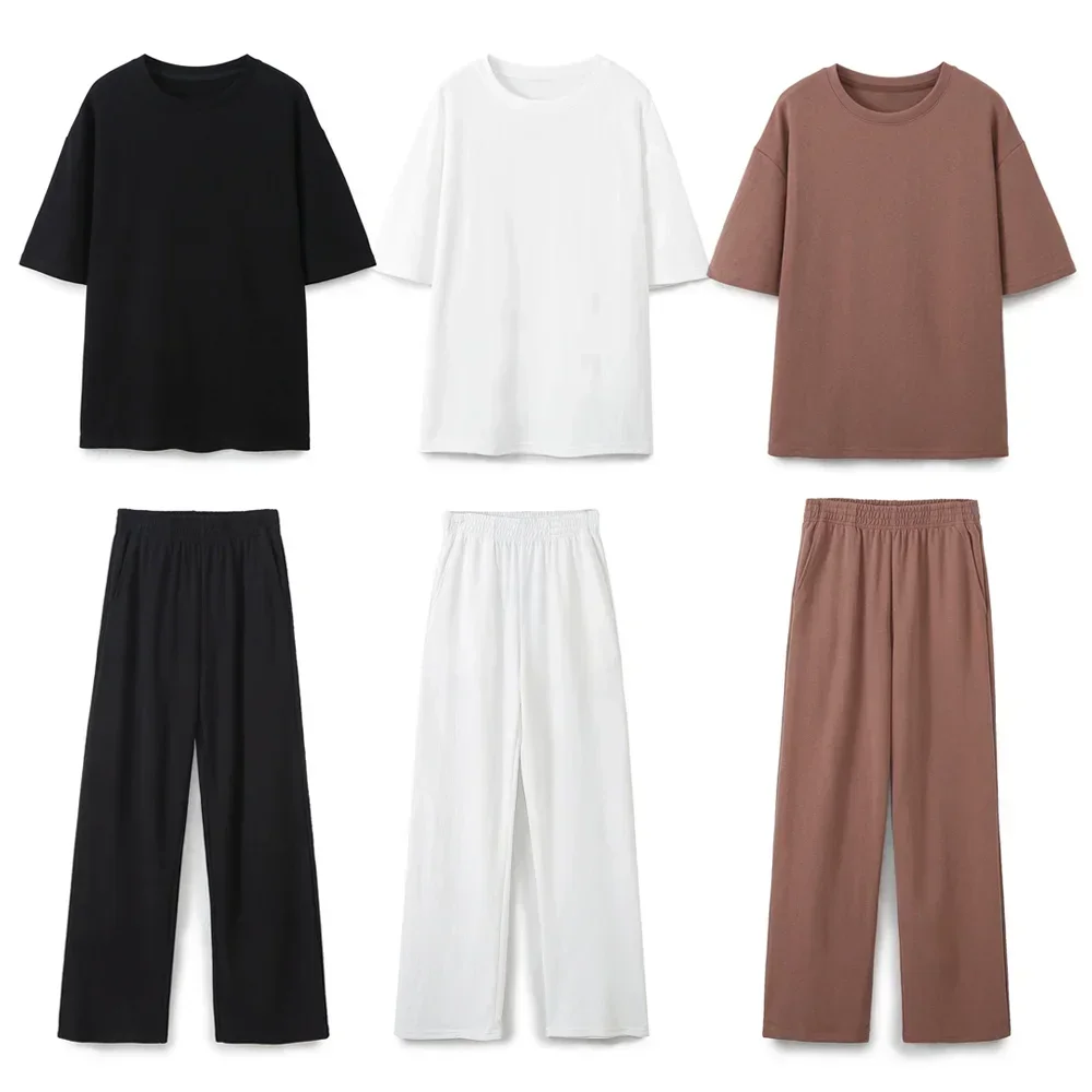 Set women's 2-piece new Fashion washed double-sided fabric T shirt top retro short sleeved women's Basic Tee+pants women's set
Set women's 2-piece new Fashion washed double-sided fabric T shirt top retro short sleeved women's Basic Tee+pants women's set