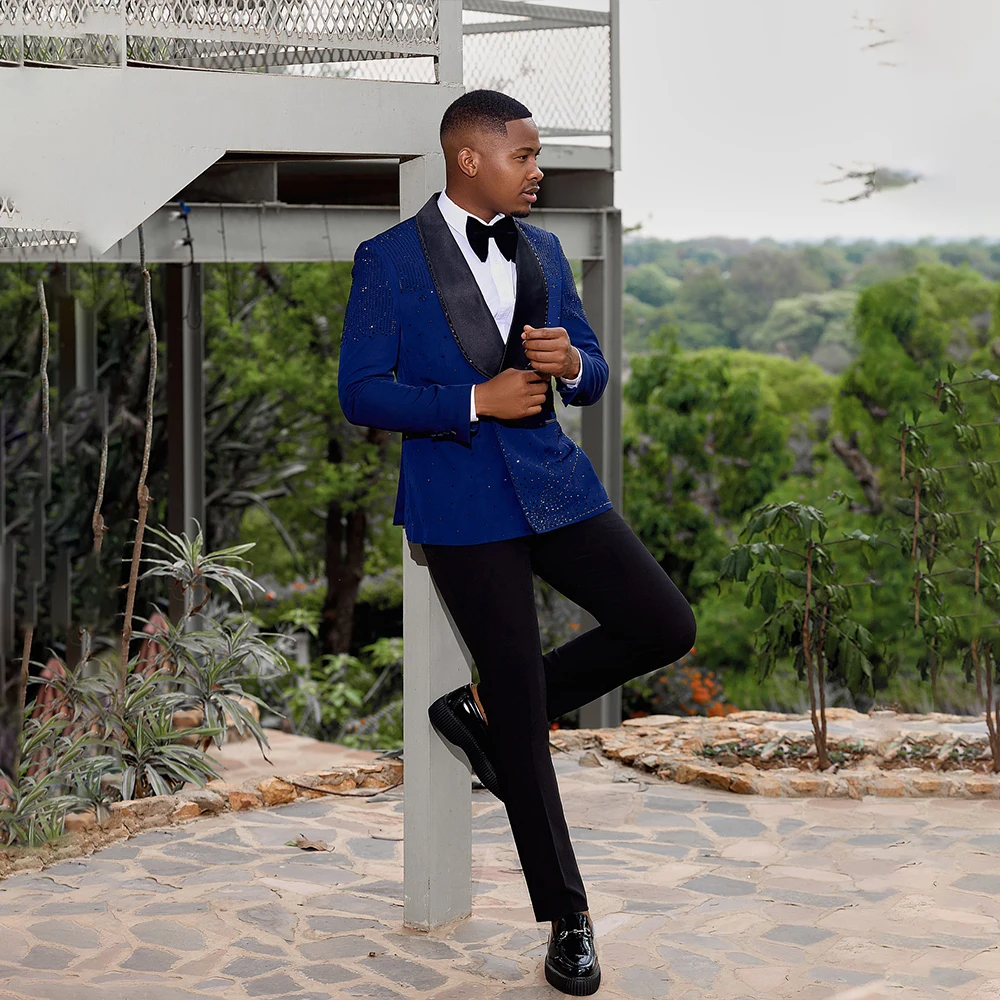 Yimi Royal Blue Men's Suits 2 Pieces Shawl Lapel Double Breasted Wedding Evening Party Suit Beading Prom Blazer Slim Customized
Yimi Royal Blue Men's Suits 2 Pieces Shawl Lapel Double Breasted Wedding Evening Party Suit Beading Prom Blazer Slim Customized