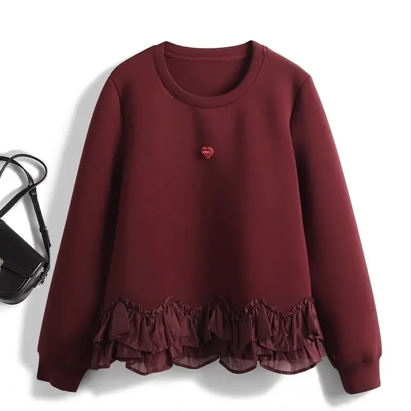 Модный пуловер с рюшами для женщин, осенний новый свободный повседневный эластичный топ с круглым вырезом в стиле ретро, универсальный топ
Модный пуловер с рюшами для женщин, осенний новый свободный повседневный эластичный топ с круглым вырезом в стиле ретро, универсальный топ