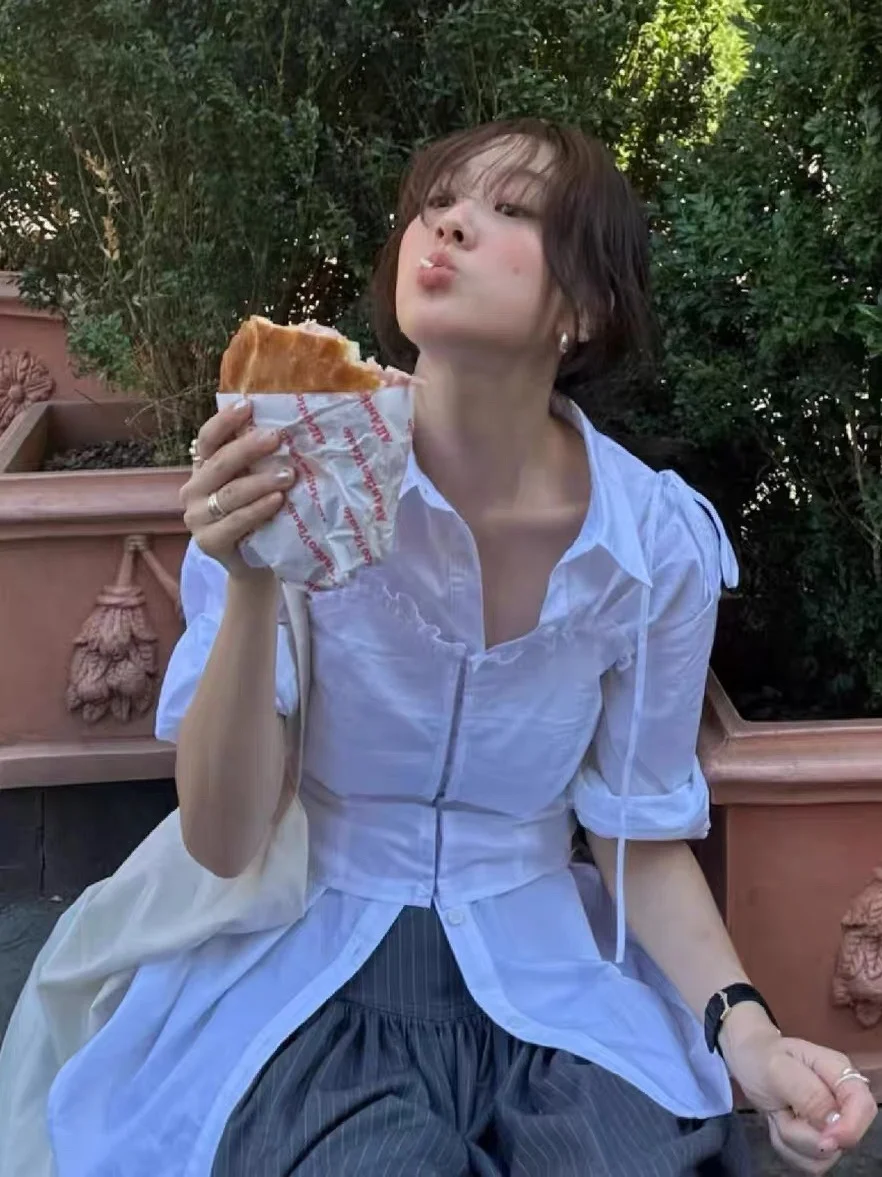 Fletta White Lace Trimmed Mo Two-Piece irt Women's Slim Fit Cotton Long Sve Mid-Length French Sle Pure Color irt
Fletta White Lace Trimmed Mo Two-Piece irt Women's Slim Fit Cotton Long Sve Mid-Length French Sle Pure Color irt