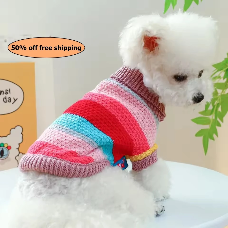 Striped Color Pet Dog Sweaters High Collar Warm Winter Clothes for Small Medium Puppy Knitted Sweatshirt Coat Free shipping
Striped Color Pet Dog Sweaters High Collar Warm Winter Clothes for Small Medium Puppy Knitted Sweatshirt Coat Free shipping