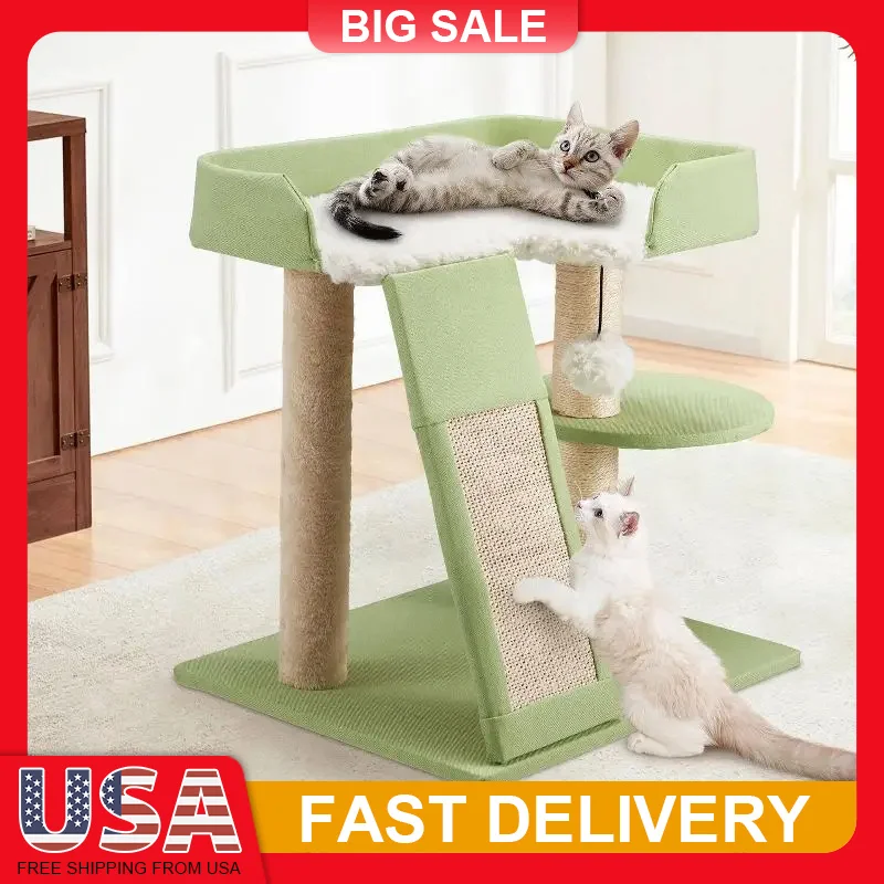 Modern Cat Tree Tower with Scratching Posts Plush Perch Play Area for Indoor Cats Compact Design Easy Assemble Green
Modern Cat Tree Tower with Scratching Posts Plush Perch Play Area for Indoor Cats Compact Design Easy Assemble Green