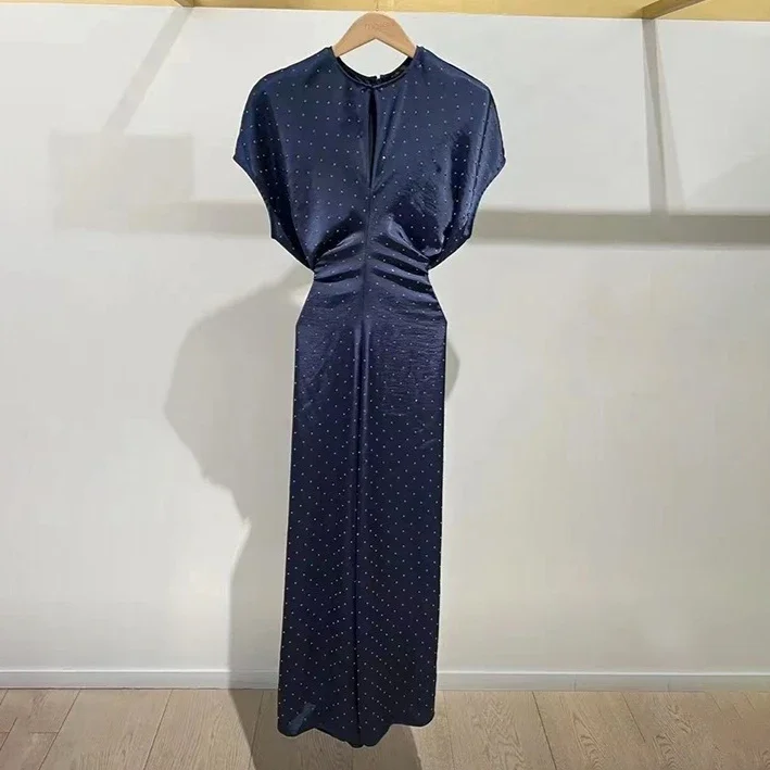 2025 women diamond round neck dress high waist office ladies elegant dress evening party midi robe
2025 women diamond round neck dress high waist office ladies elegant dress evening party midi robe