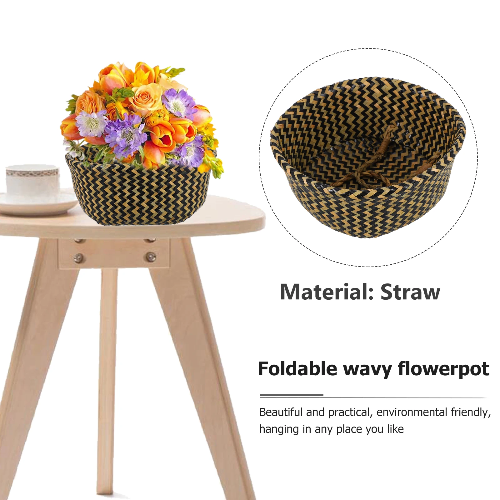 Wave Pattern Plant Pot Storage Bag Black MultiPurpose Decor Grocery Basket Toy ganizer Home Balcony Space Saver Straw
Wave Pattern Plant Pot Storage Bag Black MultiPurpose Decor Grocery Basket Toy ganizer Home Balcony Space Saver Straw