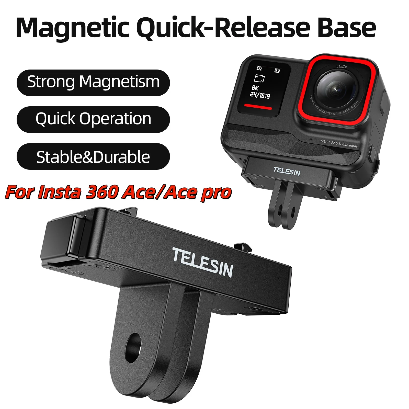 TELESIN Magnetic Quick-Release Base Two Claw Adapter Action Camera Accessories For Insta 360 Ace Ace pro Adapter
TELESIN Magnetic Quick-Release Base Two Claw Adapter Action Camera Accessories For Insta 360 Ace Ace pro Adapter