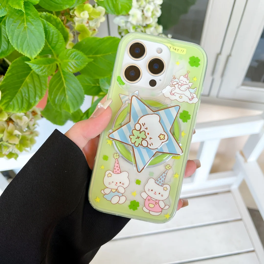 Magnetic shell with luck four leaf clover kitten phone case and rotating magnetic bracket for iPhone 11 12 13 14 15 16 pro max
Magnetic shell with luck four leaf clover kitten phone case and rotating magnetic bracket for iPhone 11 12 13 14 15 16 pro max