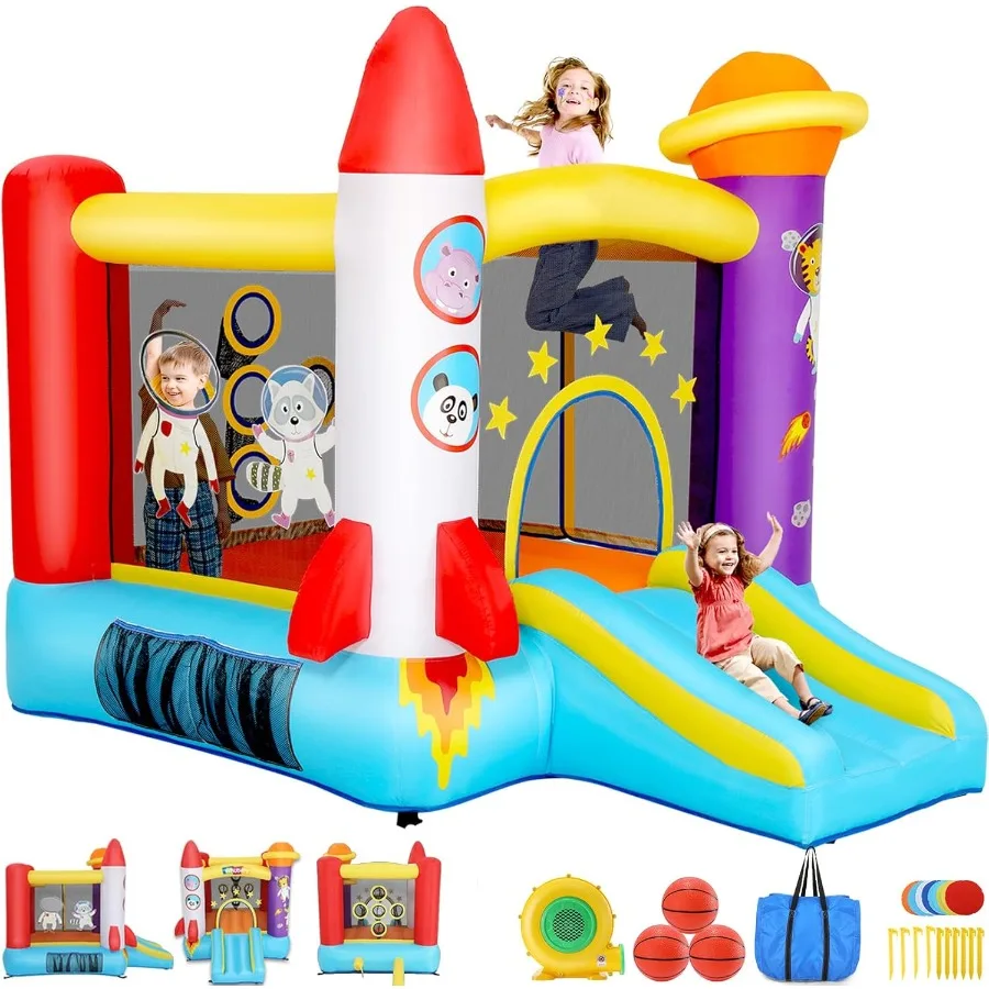 Inflatable Bounce House with Slide for Indoor Outdoor Family Fun with Jumping Area Throw Ball Game Fun Photography Basketball R
Inflatable Bounce House with Slide for Indoor Outdoor Family Fun with Jumping Area Throw Ball Game Fun Photography Basketball R