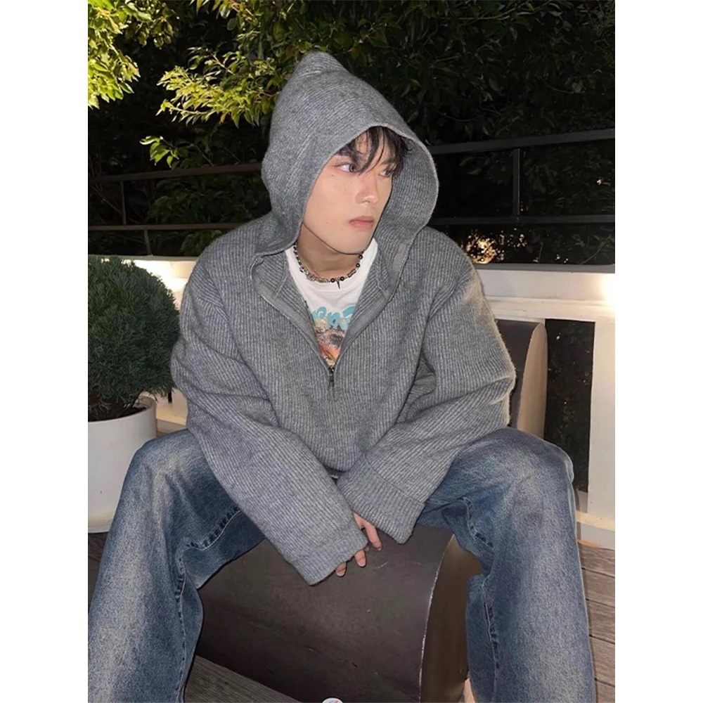 Loose Fit Hooded Knitwear Men's Autumn Korean Sle Casual Loose Feeling Overhead Sweater Jaet Zipper Decorated Long Sve
Loose Fit Hooded Knitwear Men's Autumn Korean Sle Casual Loose Feeling Overhead Sweater Jaet Zipper Decorated Long Sve