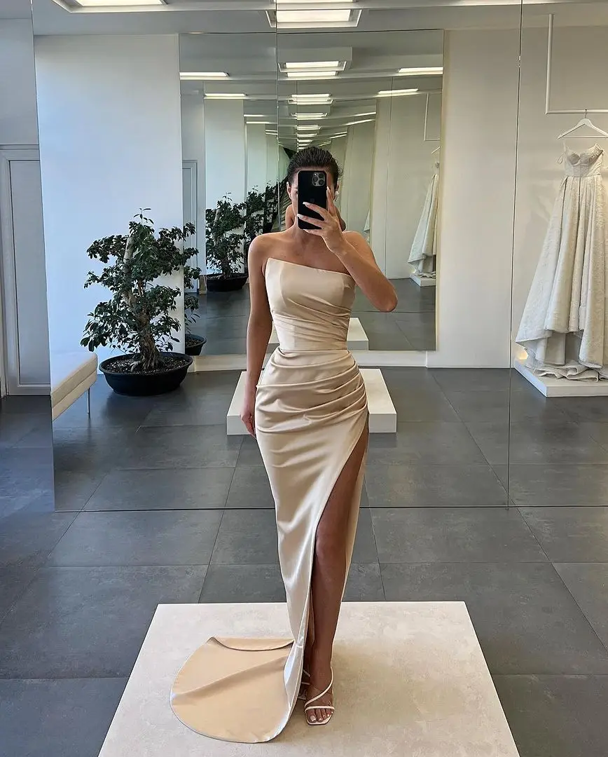 Customized Temperament Jersey Straight Evening Dresses Strapless Sleeveless Panel Train Bespoke Occasion Gowns High Quality
Customized Temperament Jersey Straight Evening Dresses Strapless Sleeveless Panel Train Bespoke Occasion Gowns High Quality