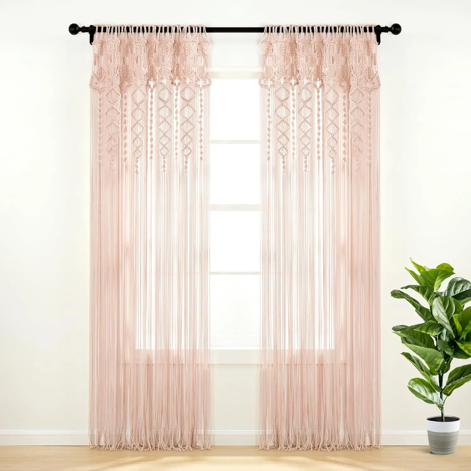 Boho Macrame Textured Cotton Window Curtain Panel Single 40" W x 84" L Blush - Macrame Curtains for Windows, Room Divide
Boho Macrame Textured Cotton Window Curtain Panel Single 40" W x 84" L Blush - Macrame Curtains for Windows, Room Divide