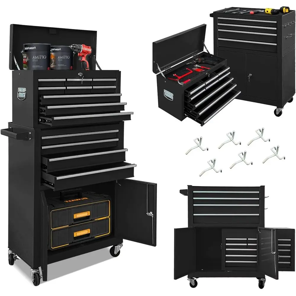 Double-Door Tool Chest with Wheels, Large Detachable Toolbox, Metal Cart for Garage Workshop (Black)
Double-Door Tool Chest with Wheels, Large Detachable Toolbox, Metal Cart for Garage Workshop (Black)