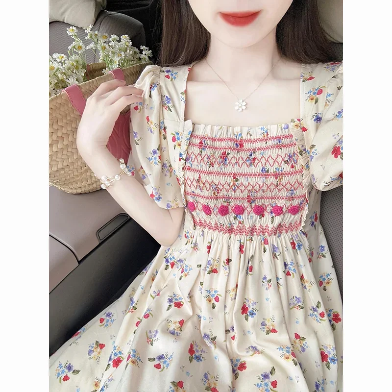 Summer Collar Floral Printing A-line Dress Female Folds Patchwork Puff Short Sleeve Elegant Robe Women Elegant Vestido E8260
Summer Collar Floral Printing A-line Dress Female Folds Patchwork Puff Short Sleeve Elegant Robe Women Elegant Vestido E8260