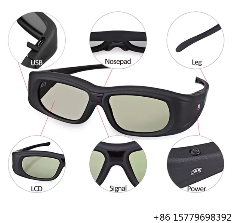 DLP Link Active Shutter 3D Glasses for DLP-Link Projectors, Bluetooth Compatible 96-144 Hz Universal Fit
DLP Link Active Shutter 3D Glasses for DLP-Link Projectors, Bluetooth Compatible 96-144 Hz Universal Fit