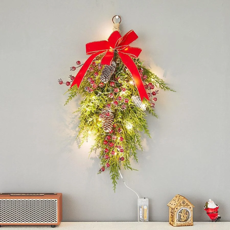 Creative Christmas Decorations Festive Red Fruit Flocking Wall Hanging Ornament Inverted Tree Knot Snowfall Design
Creative Christmas Decorations Festive Red Fruit Flocking Wall Hanging Ornament Inverted Tree Knot Snowfall Design