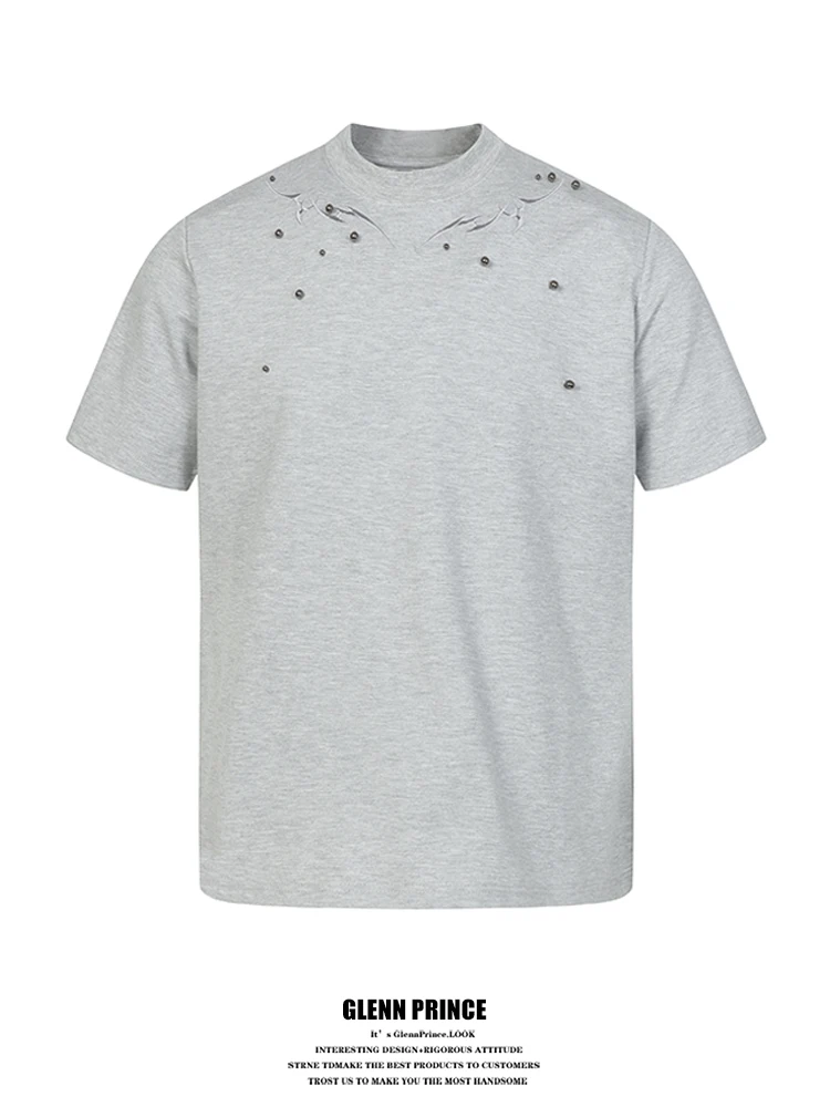 GPstudio American High Street Style Men's T-Shirt with Embroidery And Rivets Short Sleeve Heavyweight Cool Summer Top
GPstudio American High Street Style Men's T-Shirt with Embroidery And Rivets Short Sleeve Heavyweight Cool Summer Top
