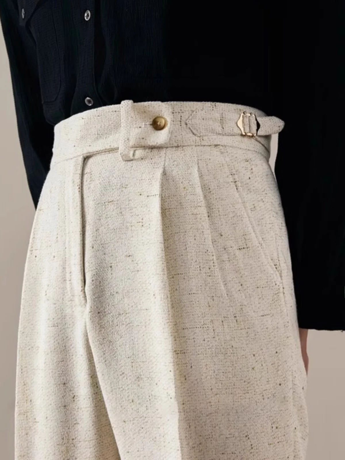 Italian Neapolitan Double Pleat Linen like Men's Straight Leg Casual Pants Paris Button Busin Suit High Waist Long Trousers
Italian Neapolitan Double Pleat Linen like Men's Straight Leg Casual Pants Paris Button Busin Suit High Waist Long Trousers