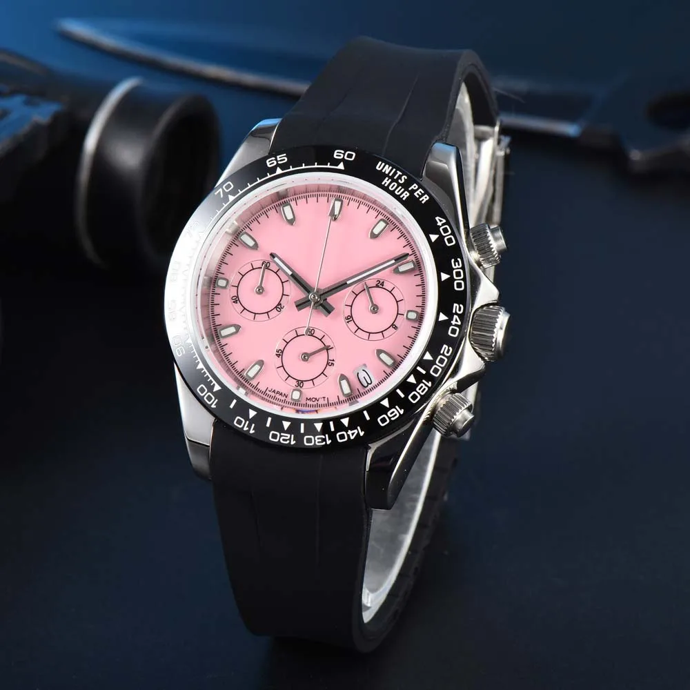 New VK63 Quartz Watch Men Luxury Chronograph Pink Dial 40mm Sapphire Crystal Rubber Strap Date Business Casual Wristwatch
New VK63 Quartz Watch Men Luxury Chronograph Pink Dial 40mm Sapphire Crystal Rubber Strap Date Business Casual Wristwatch