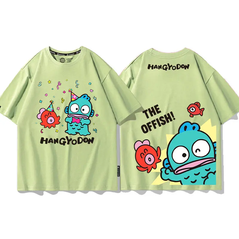 Новая зеленая детская футболка Sanrio Ugly Fish Hanton из чистого хлопка с двусторонним принтом, комплект для родителей и детей, модная брендовая футболка
Новая зеленая детская футболка Sanrio Ugly Fish Hanton из чистого хлопка с двусторонним принтом, комплект для родителей и детей, модная брендовая футболка