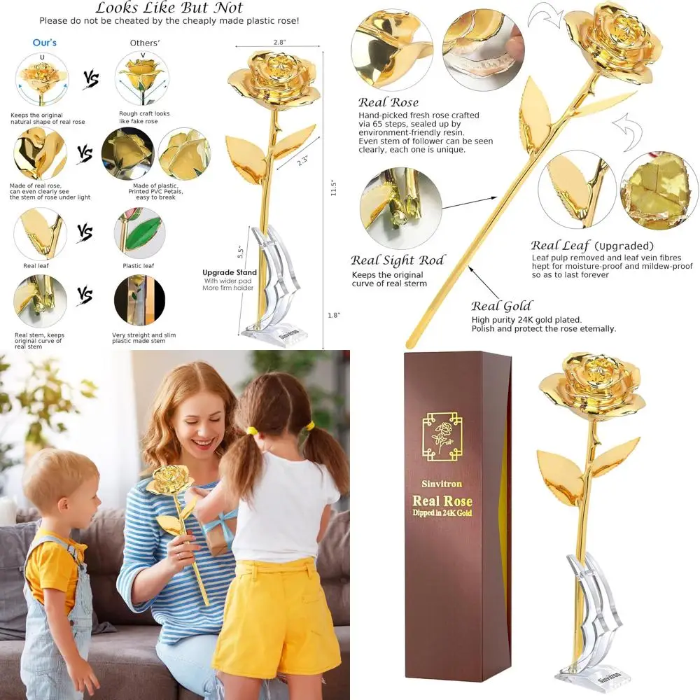 24K Gold-Plated Unique Rose, Perfect Gift for Valentine's, Anniversaries, and Mother's Day
24K Gold-Plated Unique Rose, Perfect Gift for Valentine's, Anniversaries, and Mother's Day