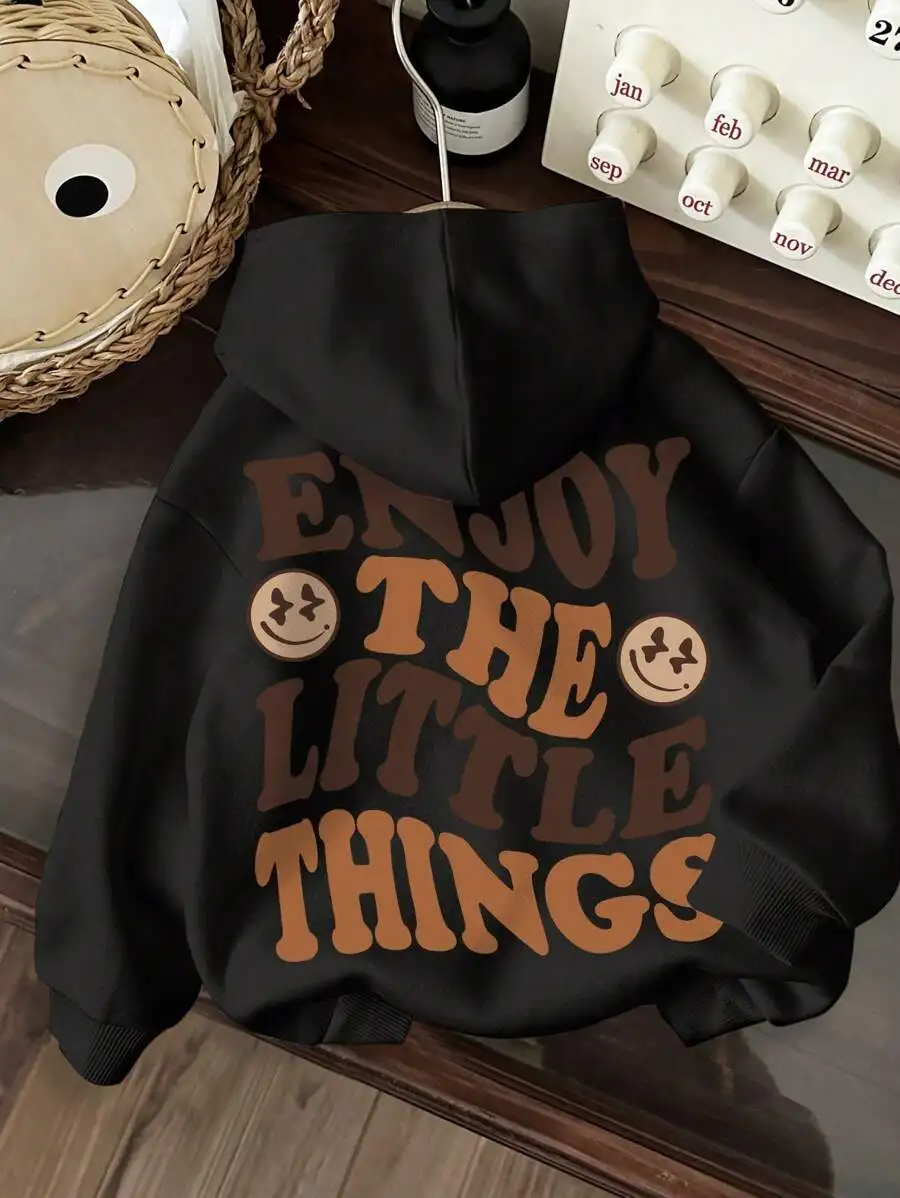 Enjoy The Little Things Graphic Hoodie for Women, Loose Fit Casual Pullover Sweatshirt Autumn Winter
Enjoy The Little Things Graphic Hoodie for Women, Loose Fit Casual Pullover Sweatshirt Autumn Winter