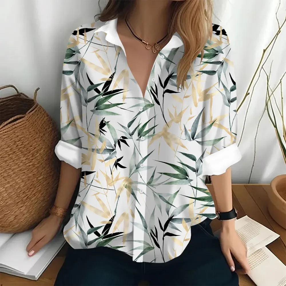 Women's Long Sleeve Shirt Fashion Loose Button Blouse Lapel Plant Print Top Casual Clothing Women's Party Elegant Office Shirts
Women's Long Sleeve Shirt Fashion Loose Button Blouse Lapel Plant Print Top Casual Clothing Women's Party Elegant Office Shirts