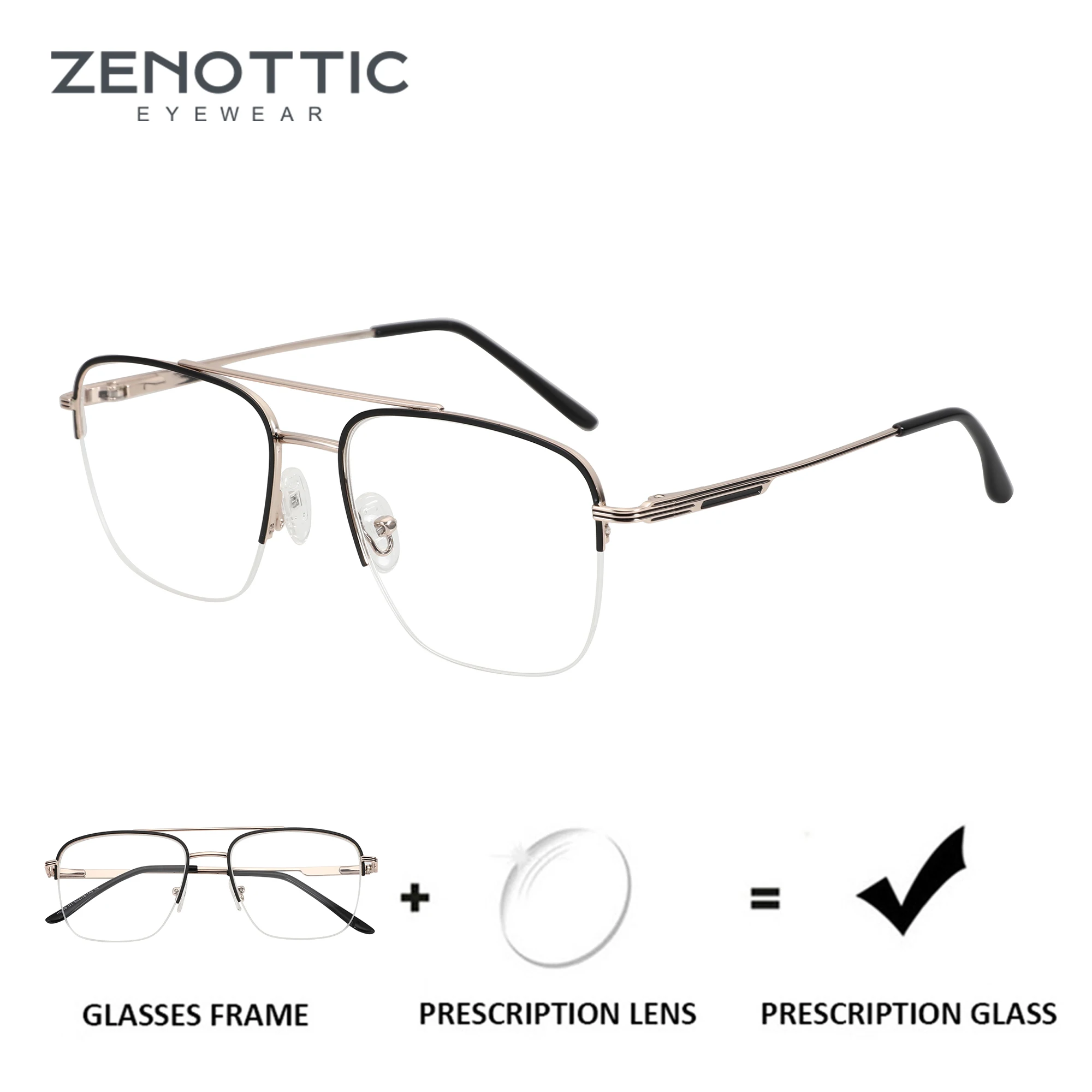 ZENOTTIC Classic Aviator Progressive Prescription Glasses Pilot Myopia Eyewear Fashion Half-rimless Optical Eyeglasses for Men
ZENOTTIC Classic Aviator Progressive Prescription Glasses Pilot Myopia Eyewear Fashion Half-rimless Optical Eyeglasses for Men